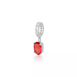 Berloque argola cravejada oval vermelho
