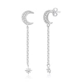 Brinco lua cravejada correntinha- Glow Season