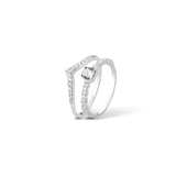 Kit anel Solitário Cristal+V cravejado