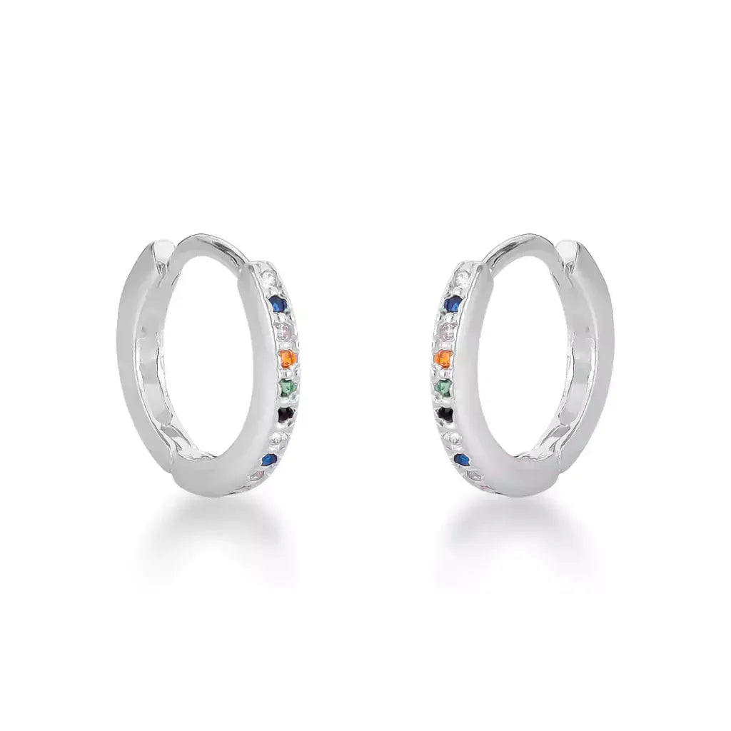 Trio argolas cravejadas coloridas