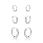 Trio argolas cravejadas prata