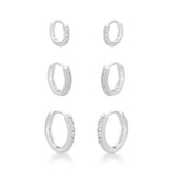 Trio argolas cravejadas prata