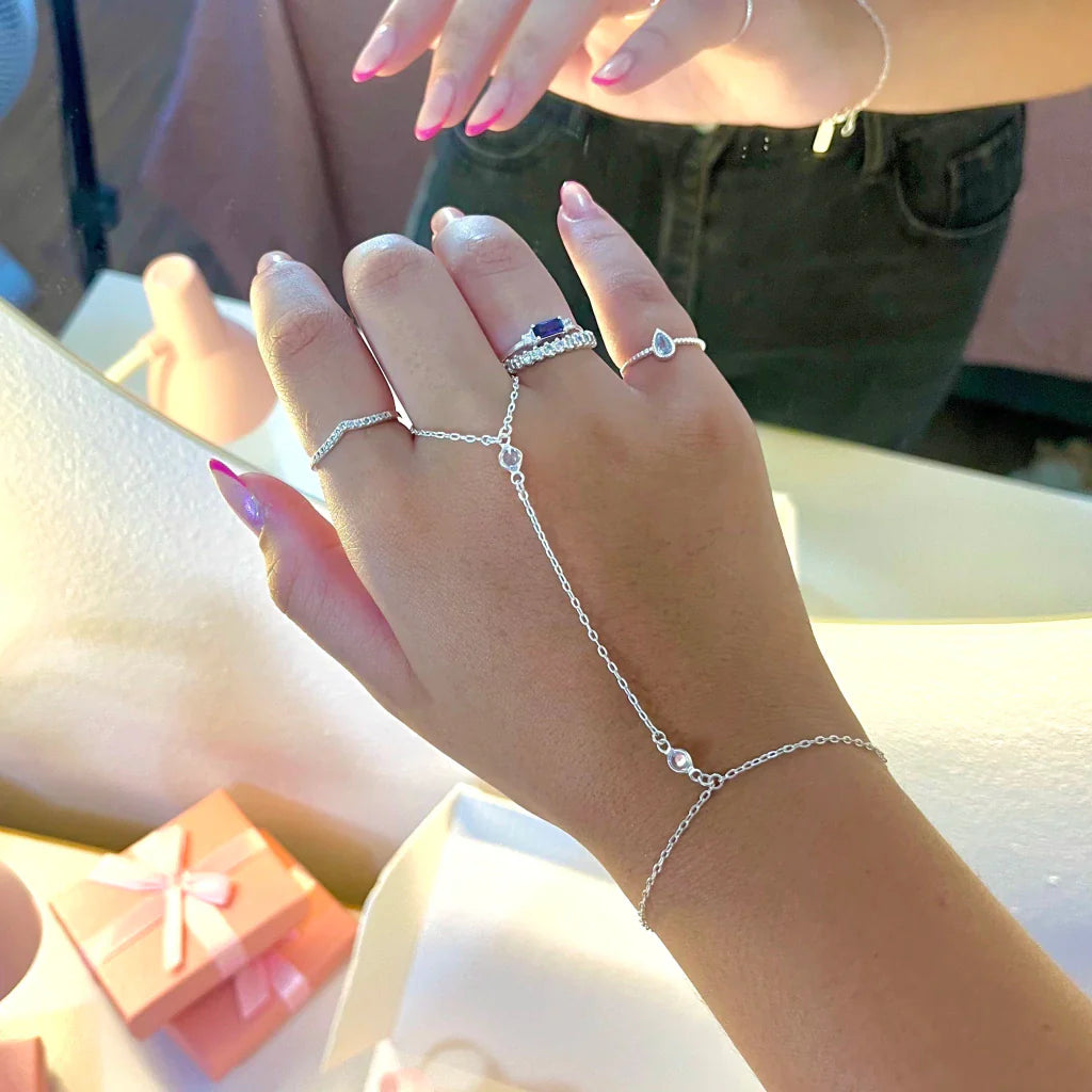 Hand Chain pulseira de mão zircônias