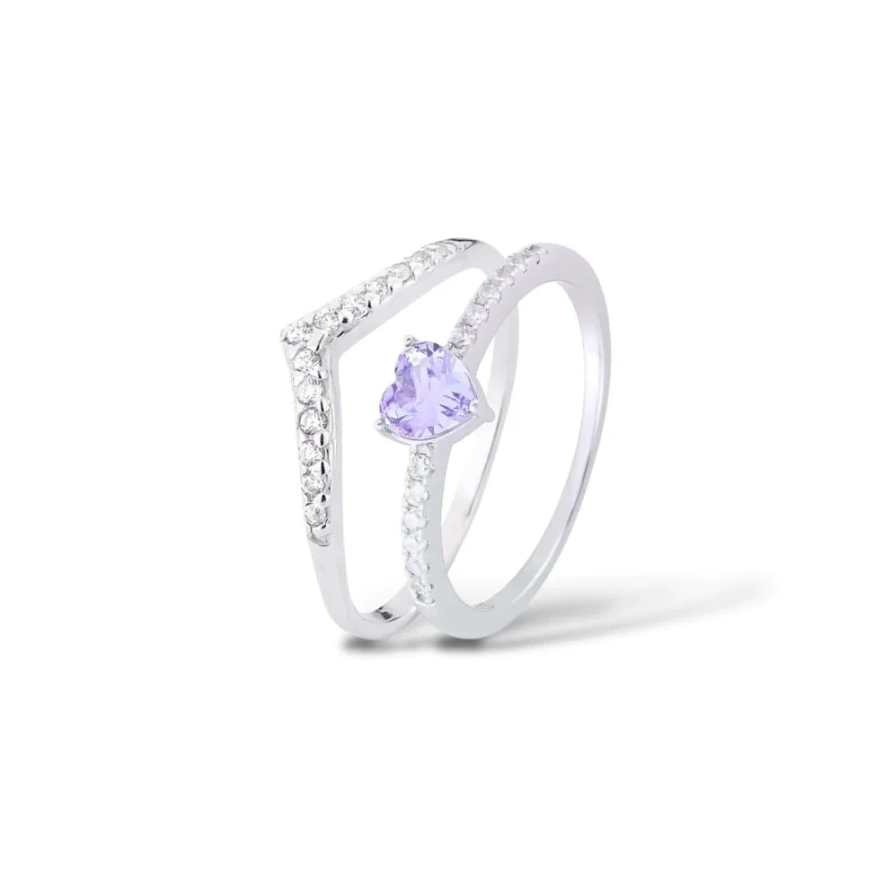 Kit Solitário roxo Rapunzel+V cravejado