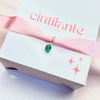 Berloque argola cravejada oval turmalina