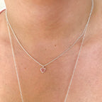 Colar ponto de luz coração rosa