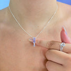 Colar cascata zircônias lilás