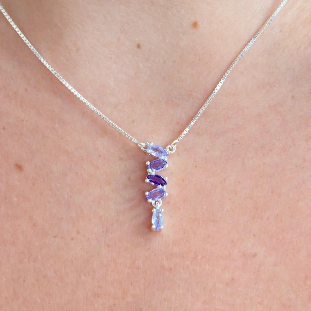 Colar cascata zircônias lilás