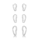 Trio argolas coração cravejada