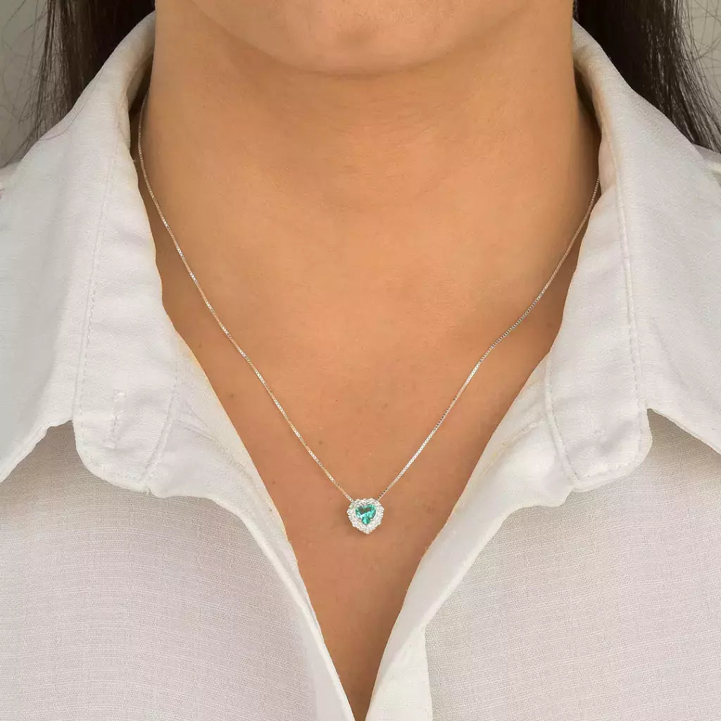 Colar coração preenchido cores (rosa)