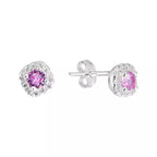 Brinco ponto de luz cravejado rosa