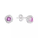 Brinco ponto de luz cravejado rosa