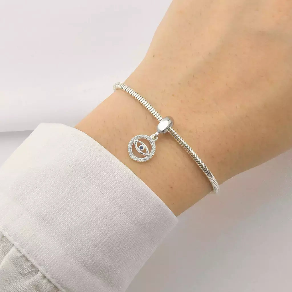 Berloque olho grego círculo cravejado