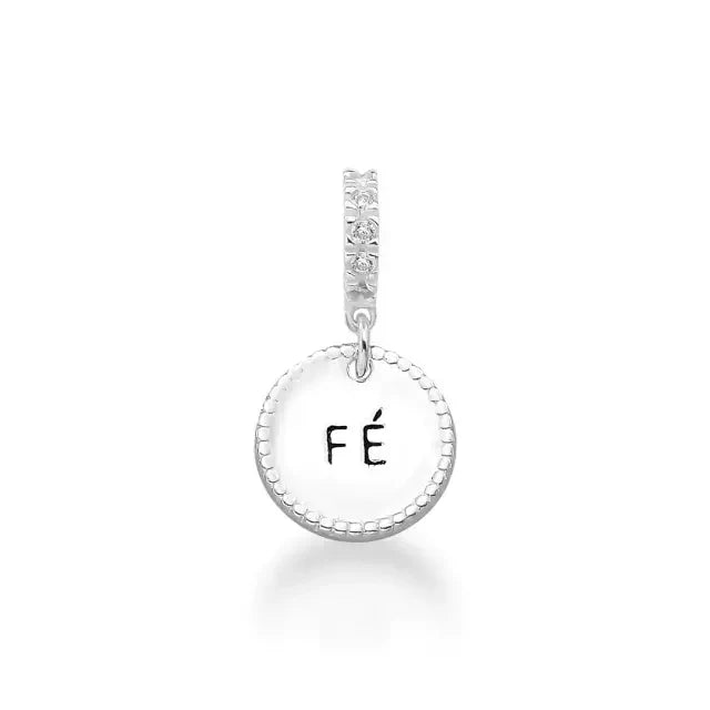 Berloque argola cravejada medalha vida - (cópia)