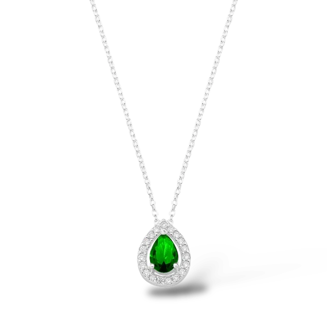 Colar gota cravejado verde