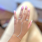 kit anel V cravejado + solitário gota