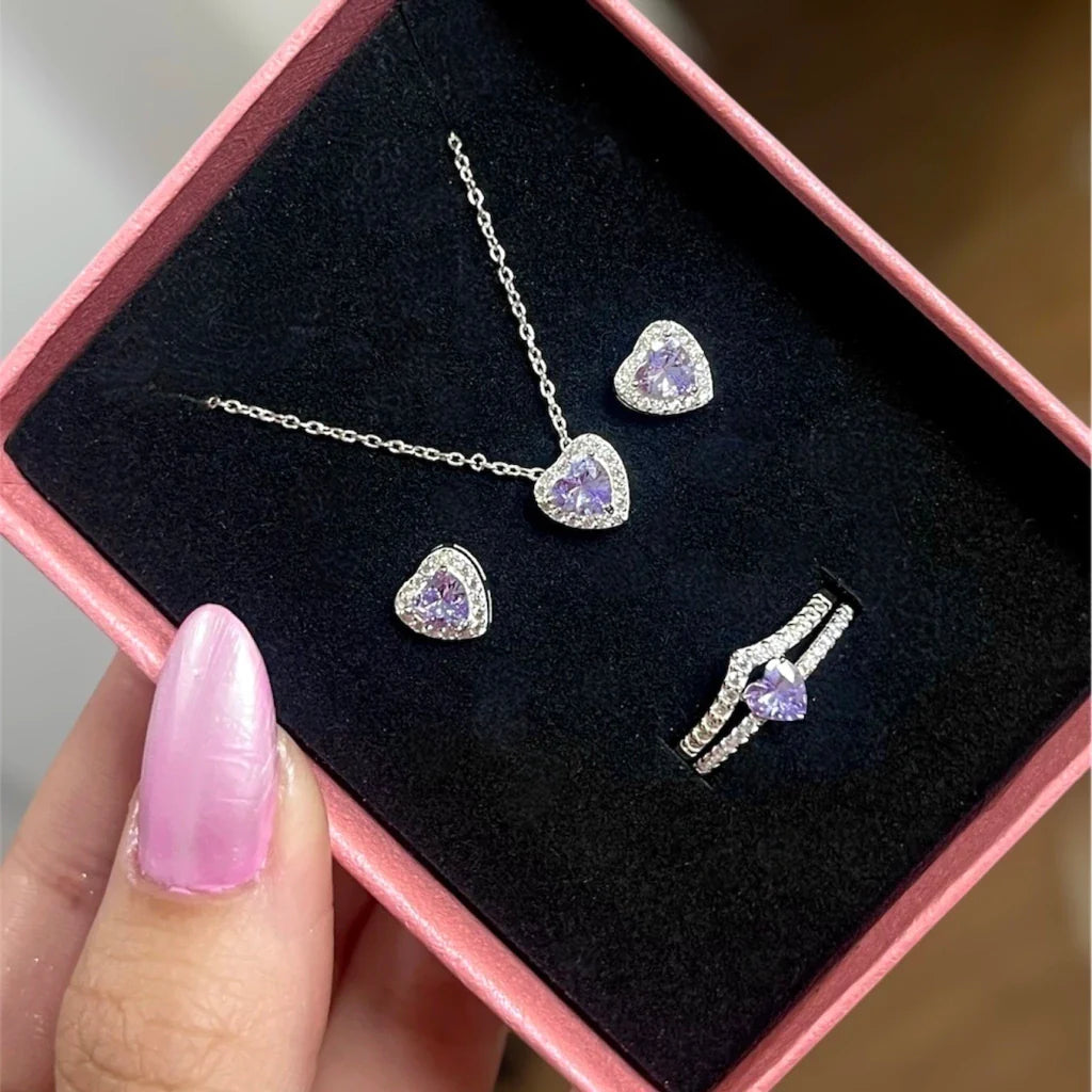 Kit Solitário roxo Rapunzel+V cravejado