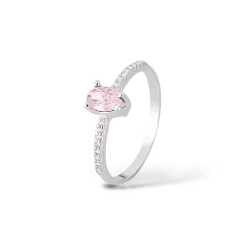 Anel solitário Gota Rosa