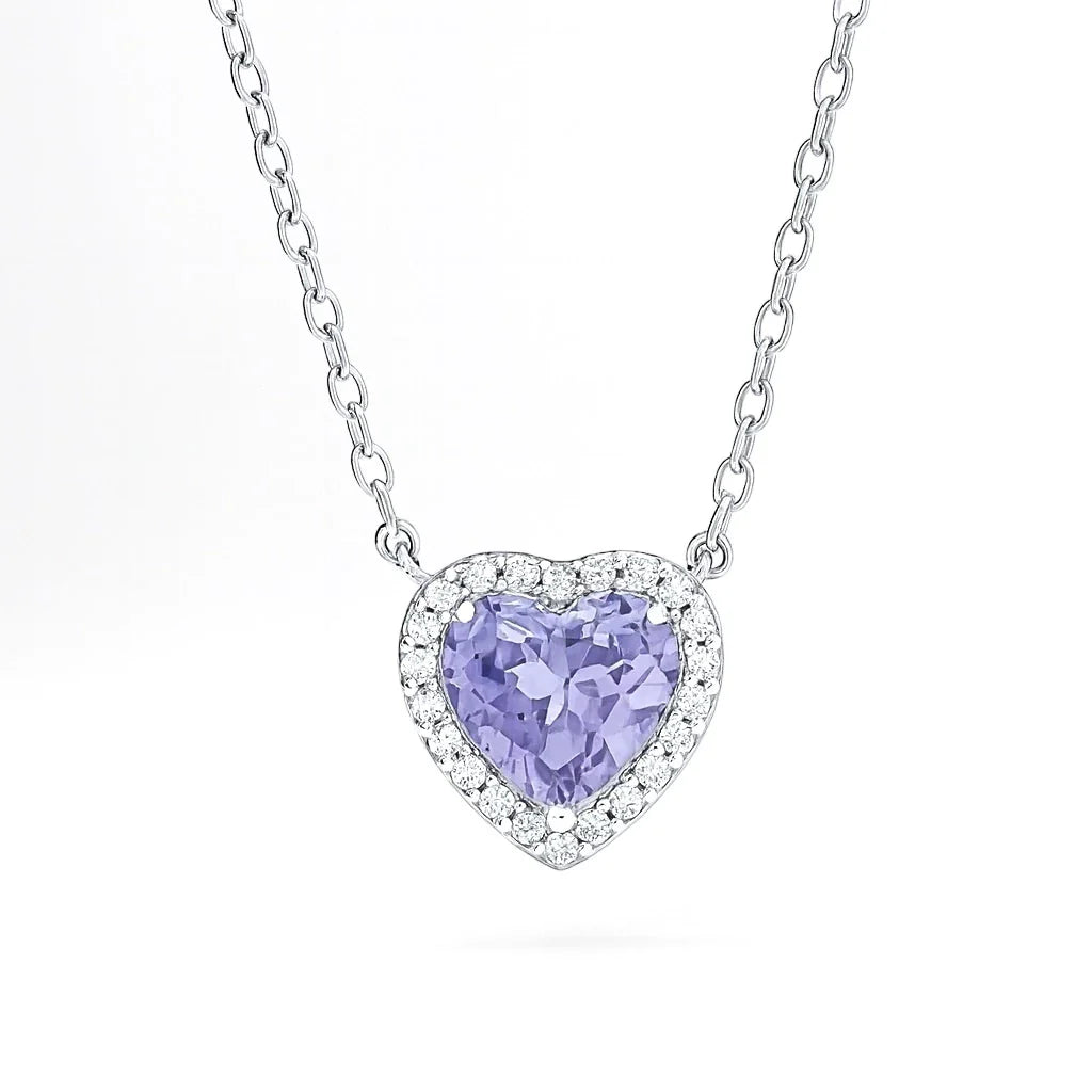 Colar Rapunzel lilás coração cravejado