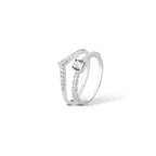 Kit anel Solitário Cristal+V cravejado